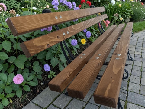 Ławka ogrodowa AluEco 150 - świerk, aluminiowe nogi