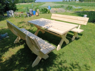 Zestaw mebli ogrodowych Rustic 6 os. - stół 180x80 cm + 2x ławka 180 cm