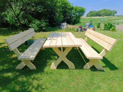 Zestaw mebli ogrodowych Rustic 6 os. - stół 180x80 cm + 2x ławka 180 cm